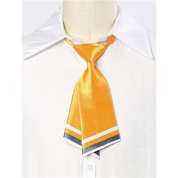 PRE-TIED Bowtie for Women Uniform Necktie Adjustable Strap Striped Golden Yellow - Picture 2 of 5